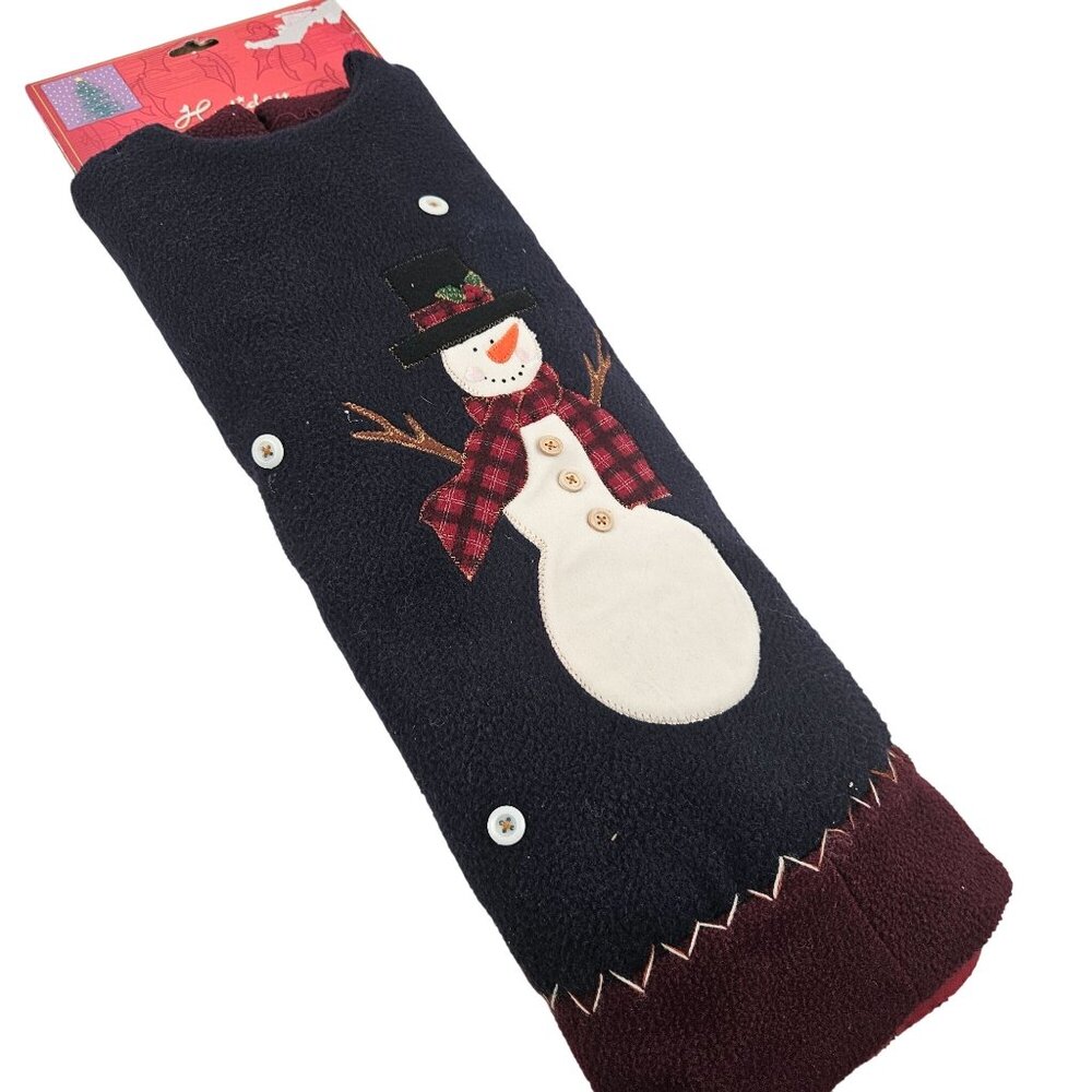 Holiday Place 44in Snowman Christmas Tree Skirt Plush Fabric Buttons Stitching